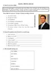 English Worksheet: To be verb practice  with famous people
