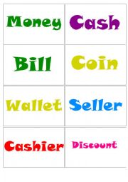 English Worksheet: shopping flash card words game2