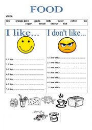 English Worksheet: Food