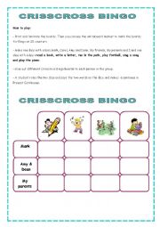 English Worksheet: CRISSCROSS GAME