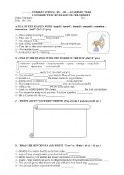 English Worksheet: 8th grade 1st exam 1st term