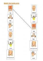 English Worksheet: Matching body parts