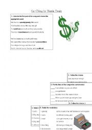 English Worksheet: Ka Ching - Shania Twain