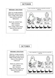 English Worksheet: HALLOWEEN POEM AND ACTIVITY