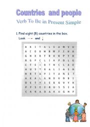 English Worksheet: Countries and people. Verb To Be in Present Simple