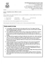 Lesson - customs and habits in different countries