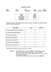 English Worksheet: Comparing routines