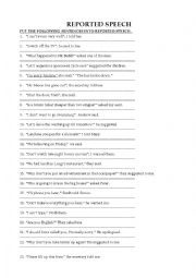 English Worksheet: REPORTED SPEECH