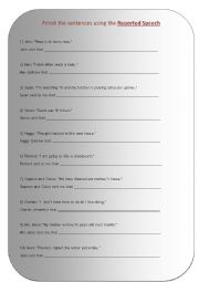 English Worksheet: REPORTED SPEECH