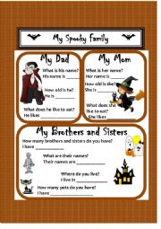 English Worksheet: My Spooky Family