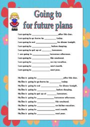 English Worksheet: GOING TO for future plans