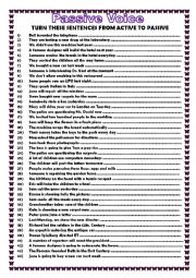 English Worksheet: Passive Voice  (PART 1) with Key