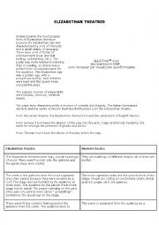 English Worksheet: Elizabethan and modern theatres