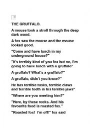 English Worksheet: The Gruffalo -Readers Theatre