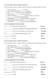 English Worksheet: vocabulary