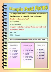 English Worksheet: SIMPLE PAST FORMS