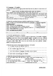 English Worksheet: Language