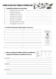 English Worksheet: to be and there is / there are