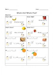 English Worksheet: This and That with Fruits and Veggies