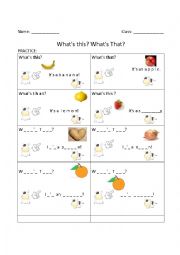 English Worksheet: This and That with Fruits and Veggies