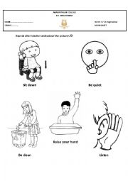 English Worksheet: Classroom rules colouring