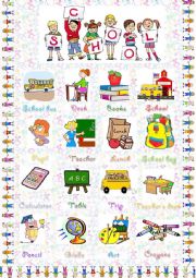 English Worksheet: School items