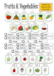 English Worksheet: Fruits & Vegetables(food)