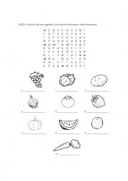English Worksheet: Fruits and vegetables puzzle