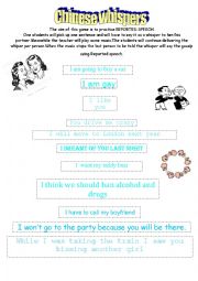 English Worksheet: Reported speech Game Chinese whispers