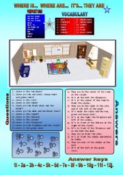 English Worksheet: there is, there are ,prepositions