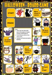 English Worksheet: HALLOWEEN - BOARD GAME