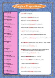 English Worksheet: Complex Prepositions  Part  -03 