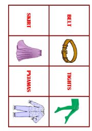 English Worksheet: CLOTHES FLASHCARDS / MEMORY GAME (Part 1 of 3)