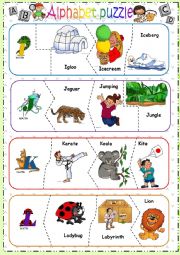 English Worksheet: Alphabet puzzle - PART 3 -editable
