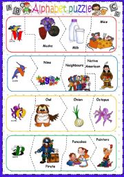 English Worksheet: Alphabet puzzle - PART 4 / 7 -editable 