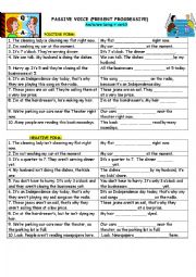 English Worksheet: Passive Voice (present Progressive)