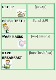 English Worksheet: Daily routine flash-cards