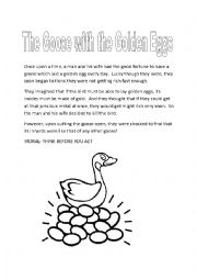English Worksheet: The Goose with the Golden Eggs