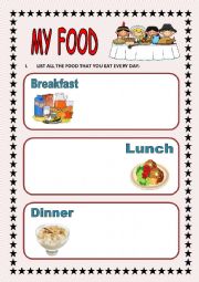 English Worksheet: MY FOOD