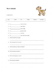 English Worksheet: More animals