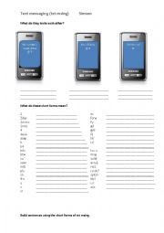 English Worksheet: Text messaging