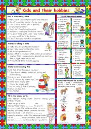 English Worksheet: Kids and their hobbies (+Key)