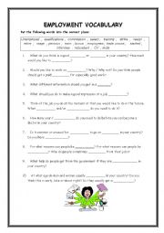 English Worksheet: Employment vocabulary