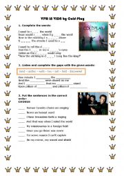 English Worksheet: Viva la vida song by Cold Play