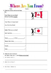 English Worksheet: Where are you from?