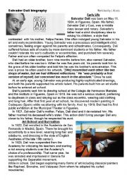 English Worksheet: Salvador Dals biography