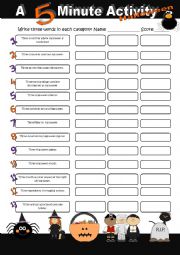 English Worksheet: A 5-Minute-Activity Halloween