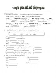 English Worksheet: simple present and simple past