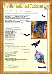 English Worksheet: song Thriller Michel Jackson