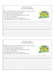 English Worksheet: School Experience Writing